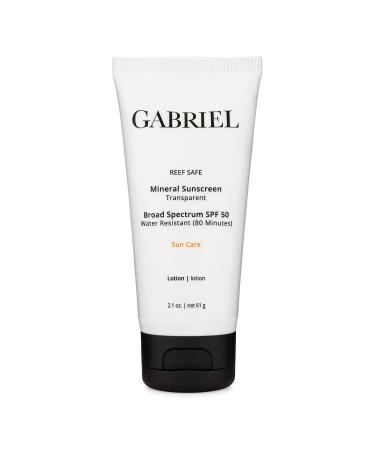 GABRIEL SPF 50 Mineral Sunscreen | Reef Safe (Octinoxate & Oxybenzone Free) | Clear  Mineral-Based Zinc Oxide Weightless Formula | Broad-Spectrum | Water Resistant  2.1 oz