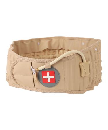 Inflatable Lumbar Traction Device - Lower Back Support Brace with Hand Pump - Reduce Pressure & Pain (Khaki) | International Shipping - Buy Online on GoSupps.com