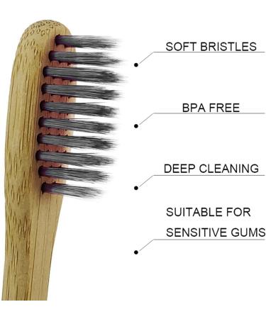 Jinpojun Bamboo Toothbrushes - 6 Pack Nano Brush BPA Free Eco-Friendly Biodegradable & Compostable Packaging (Black & White) - Buy Online on GoSupps.com