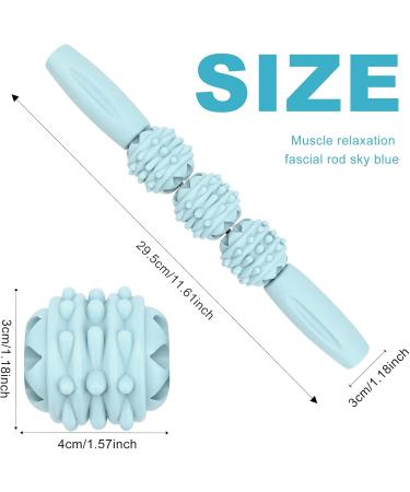 Massage Roller Stick & 3 Massage Balls - 360 Fascia Muscle Roller for Athletes | Handheld Stretching Tool for Legs Back & Shoulders (Blue) - Buy Online on GoSupps.com