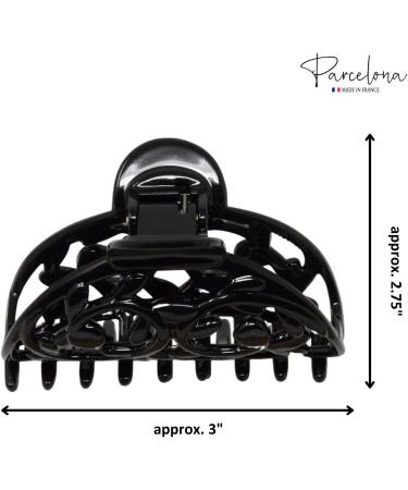 Parcelona French Jardin Black Medium Celluloid Jaw Hair Claw Clip - Buy Online on GoSupps.com
