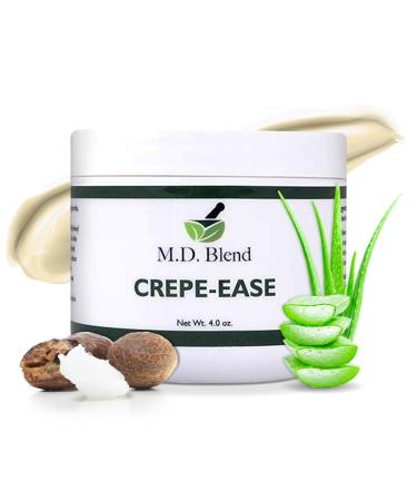 M.D. Blend Crepe-Ease Dermatologist-Developed Body Moisturizer - Fragrance-Free Hydrating Cream for Sensitive Skin - Hyaluronic Acid & Shea Butter for Neck Arms & Legs 4 oz