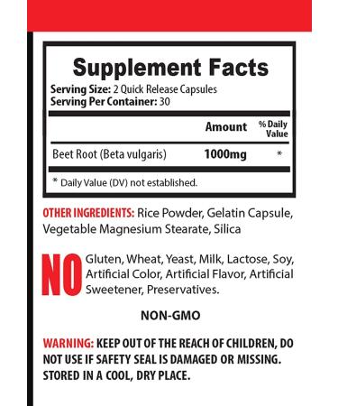 Superfood Beet Root Supplement 1000 MG - Nitric Oxide & Immune Support - 60 Tablets - Buy Online on GoSupps.com
