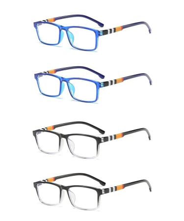 LHSDMOAT 4 Pack Blaufilter reading glasses men women vintage spring hinge rectangular frame blue light reading glasses visual aid optics glasses reading aid 1.50