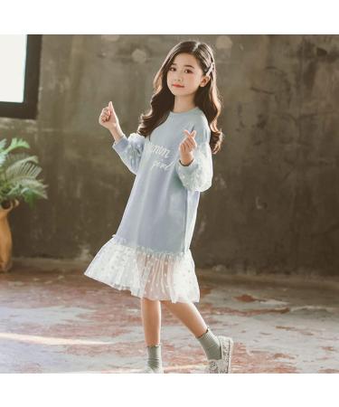 Shanrya Girls Dress - Safe Skin-Friendly Light Blue Dress for Parties School & Everyday Use (160cm) - Buy Online on GoSupps.com