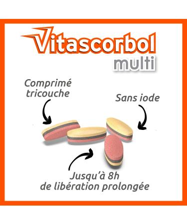 VITASCORBOL - Senior Vitamin C Supplement - Fatigue Immune System - 30 Day Program - 30 Trilayer Prolonged Release Tablets - Buy Online on GoSupps.com