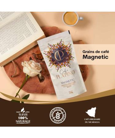 Platinum Magnetic Coffee - Nicaraguan Maragogype Roasted Coffee Beans - 250 g 100% Arabica Natural - Sweet Flavor with Intense Chocolatey Notes - Mesh 19 - Buy Online on GoSupps.com