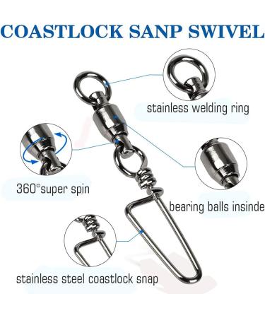 AMYSPORTS Saltwater Fishing Snap Swivel - High Strength Stainless Steel Swivels - Corrosion Resistant - Size 2+2 (48lb) 25 pcs - Buy Online on GoSupps.com