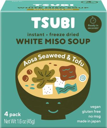 White Miso with Aosa Seaweed & Tofu, 4 Pack VEGAN INSTANT SOUP, 100% PLANT-BASED, LOW CARB, NO MSG, GLUTEN FREE, 4 x 6 oz Servings White Miso w/Seaweed & Tofu 1 Count (Pack of 4)