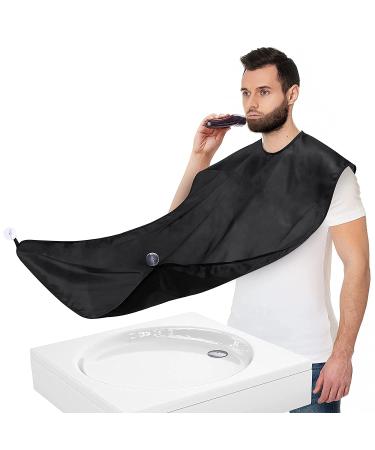 ELISEHIRI Beard Bib Beard Apron - for Men Beard Catcher with Hair Comb Scissors and 2 Suction Cups Waterproof Beard Cape for Shaving Trimming and Grooming for
