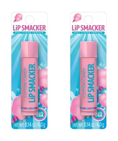 Lip Smacker Flavored Lip Balm Cotton Candy Flavored Clear For Kids Men Women Dry Kids (Pack of 2)