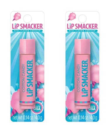 Lip Smacker Flavored Lip Balm Cotton Candy Flavored Clear For Kids Men Women Dry Kids (Pack of 2)