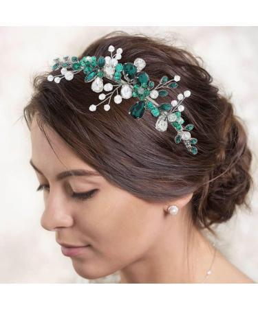 IYOU Baroque Bridal Headband Green Sparkly Crystal Wedding Headpiece Beads Evening Party Prom Hair Piece Accessories for Women - Buy Online on GoSupps.com