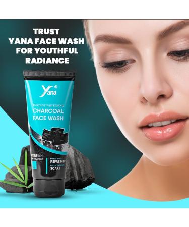 Yana Cosmetics Yana Activated Instant Whitening Charcoal Face Wash Cleanser Glow & Whitening for Clean Face Wash For Glowing Skin - Buy Online on GoSupps.com