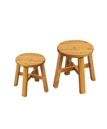 Bamboo Step Stool Shoe-Changing Round Foot Stool Multi-Functional Wooden Stool Dibiao for Shower Leg Shaving Foot Rest Small