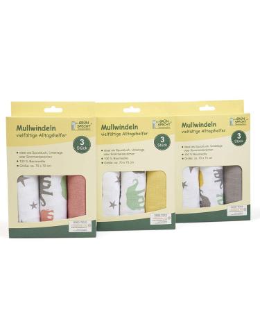 Green Woodpecker Mullwindeln 70x70cm - 100% Cotton Spitting Towels Skin-Friendly & Suction Strong Coral Stars & Elephants - Set of 3 - Buy Online on GoSupps.com