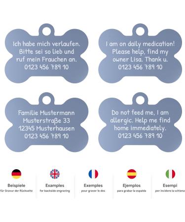 Custom Engraved Light Blue Dog Tag Bone Large 38mm with 2 Key Rings | ENGRAVO - Buy Online on GoSupps.com