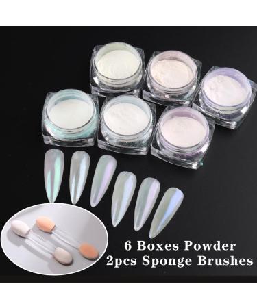 6 Colors Pearl Chrome Nail Powder Set | Aurora Mermaid Iridescent & Metallic Glitters for Gel Polish Nail Art Decorations - Buy Online on GoSupps.com