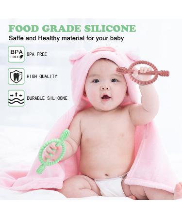 Buy BPA-Free Baby Biting Toys - 2 Pack Silicone Teething Rings for Kids Gum Massage - Bright Green & Caramel - Buy Online on GoSupps.com