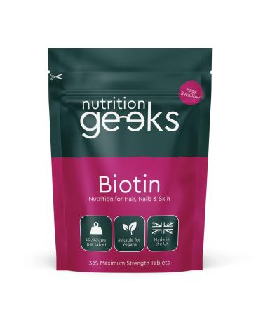 Biotin Hair Growth Supplement - 1 Year Supply High Strength Biotin 10 000mcg Per Tablet Hair Skin and Nails Vitamins for Women & Men 365 Vegan Biotin Tablets - Easy to Swallow UK Made Hair Vitamins