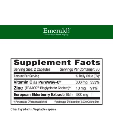 EMERALD LABS Bundle with Elderberry Plus (60 Veg Caps) & PureWay-C (90 Veg Caps) - Digestive & Immune Support with European Elderberry Extract Vitamin C Albion Chelated Zinc & R-Alpha Lipoic Acid* - Buy Online on GoSupps.com