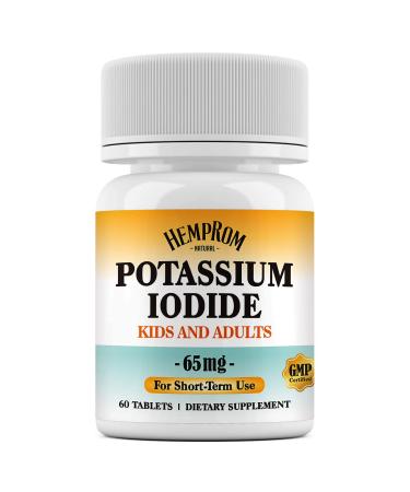 Potassium Iodide Tablets 65mg Iodine Supplements for Kids and Adults Exp Date 03/2029 60 Count 1