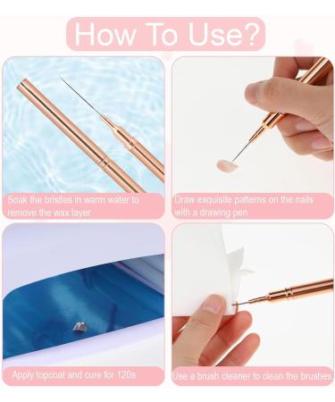 Nail Art Liner Brushes 7/9/11/15/25mm Super Fine Nail Art Long Striper Pen Set for Thin Lines Tiny Details Fine Drawing Delicate Coloring Elongated Lines(Gold) Glod - Buy Online on GoSupps.com