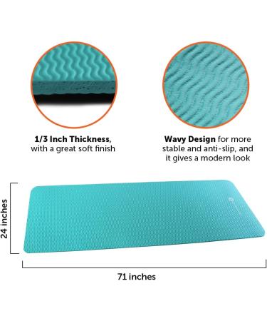 GYMENIST Thick Exercise Yoga Mat NBR 24 x 71 Inches - Teal | Ideal for Camping, Cardio, Pilates & Gymnastics - Buy Online on GoSupps.com