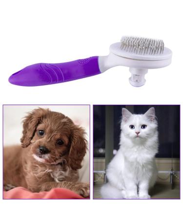 Self Cleaning Cat Grooming Brush - Removes Undercoat, Mats, Tangled Hair - Pet Massage Tool (Purple) - Buy Online on GoSupps.com