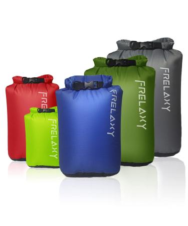 Frelaxy Dry Sack 3-Pack/5-Pack, Ultralight Dry Bags, Outdoor Sacks Keep Gear Dry for Hiking, Backpacking, Kayaking, Camping, Swimming, Boating 5 Pack - Assorted Colors