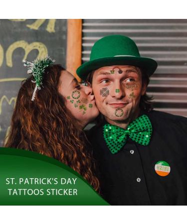 Zoestar St. Patrick's Day Irish Shamrock Tattoo Sticker Set for Women and Girls - Green Festival Rave Party Decorations (Style 2) - Buy Online on GoSupps.com