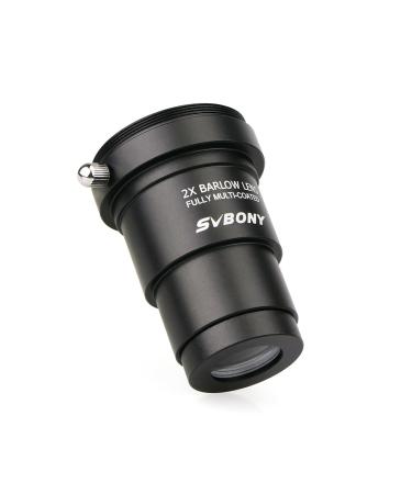 SVBONY Barlow Lens 2X 1.25 inch Metal Fully Blackened Telescope Accessory with M42x0.75 Thread Camera Connect Interface for Telescope Filters for Astrophotography