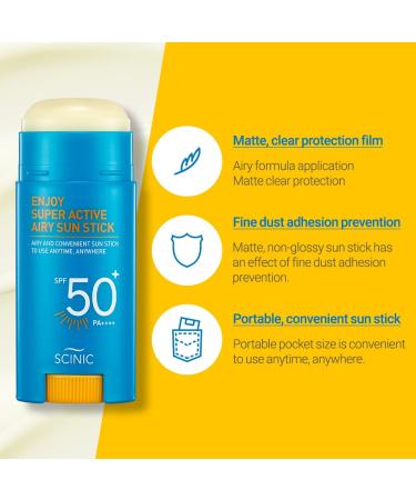 SCINIC Airy Sun Stick SPF50+ PA++++ 0.53oz | Strong UV Protection | Korean Skincare - Buy Online on GoSupps.com