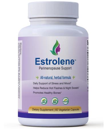 ESTROLENE Perimenopause Relief - Natural Supplement for Women Going Through Menopause Transition - Helps with Hot Flashes & Sweats Fatigue and Mood Swings - 60 Capsule