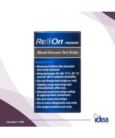 ReliOn Premier Blood Glucose Test Strips 100Ct Bundle + Look After Your Diabetes Guide - 2 Items - Buy Online on GoSupps.com