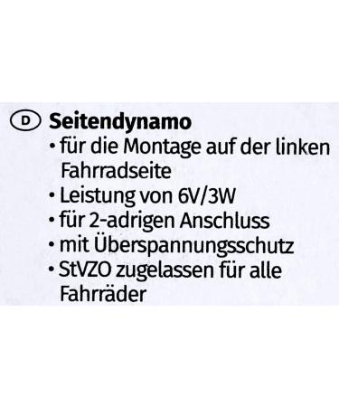 Prophete 6V 3W Bicycle Dynamo | Left Mount | Overvoltage Protection | StVZO Approved | Black - Buy Online on GoSupps.com