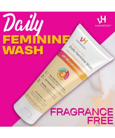 vH Essentials Daily Feminine Wash - Fragrance Free Hypoallergenic with Tea Tree Oil & Prebiotic - pH Balanced Intimate Care - 6 Fl Oz (Pack of 2) - Best for Vaginal Health & Odor Control - Buy Online on GoSupps.com
