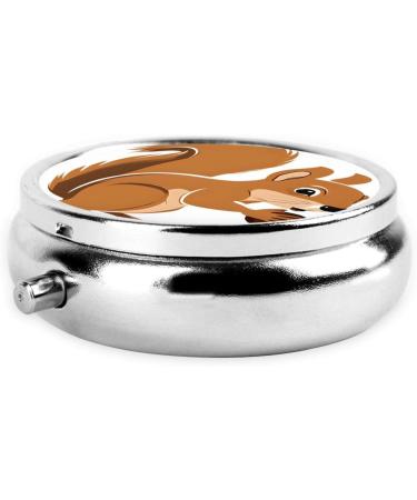Cartoon Squirrel Round Pill Box - 3 Compartment Mini Decorative Travel Organizer for Medicine & Vitamins - Buy Online on GoSupps.com