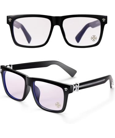 Trendy Blue Light Glasses for Women & Men - Square TR90 Frame for Computer Gaming & TV - Black & Silver - Buy Online on GoSupps.com