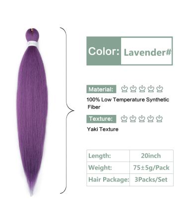 YDDM 20 Inch Pre-Stretched Braiding Hair Extensions - 3 Packs Lavender Jumbo Braids Kunsthaar for Braiding - Buy Online on GoSupps.com