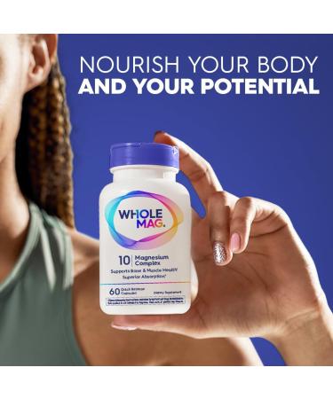 WholeMag Magnesium Supplement Complex | 60 Vegetarian Capsules | Supports Muscle Bone & Nerve Health* | 10 in 1 Formula for Overall Wellness* | Laboratory Tested Non-GMO Gluten Free - Buy Online on GoSupps.com