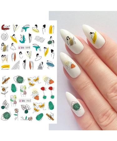 Cartoon Golden Leaves Abstract Face Animal Autumn Maple Leaf Water transfor Decals Nail Stickers(BN1921-1932) - Buy Online on GoSupps.com