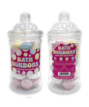 Bath Bonbons. 22 Mini Bath Bombs in a Traditional Sweet Style Jar. Blueberry Coconut Cherry and Lemon Scented. Gift for Mum Gift for Daughter. Secret Santa Gift Mothers Day Gift.