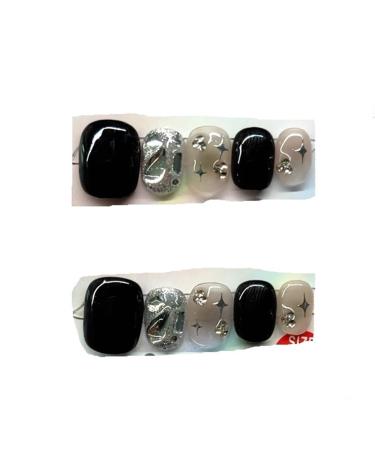 Wearing nail patches dark black nail patches nails(XS)