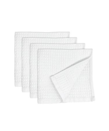 GILDEN TREE Waffle Towel Quick Dry Thin Exfoliating, 4 Pack Washcloths for Face Body, Classic Style (White) White 4