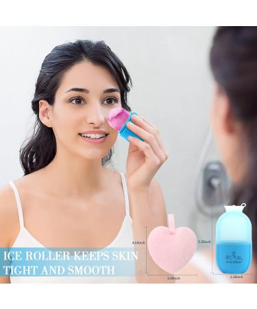 Buy Blue Ice Roller for Face & Eyes - Facial Ice Roller with Scrubber Sponge for Ultimate Cooling and Relaxation - Buy Online on GoSupps.com