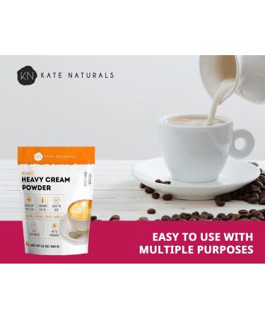 Kate Naturals Heavy Cream Powder (12oz) - Instant Creamer for Coffee & Keto - Perfect for Sour Cream, Butter, Clotted Cream & Whipped Cream - Buy Online on GoSupps.com