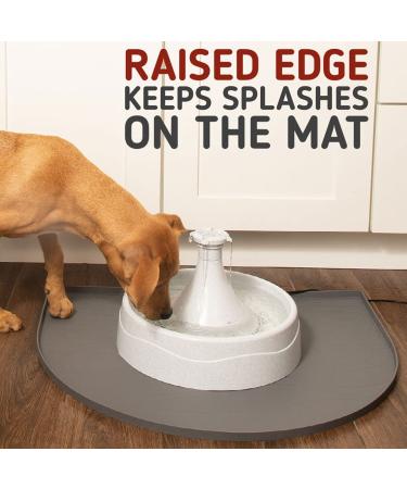 Leashboss Fountain Mat - Silicone Water Mat for Pet Fountains, Dog Gravity Water Bowls & Cat Feeders - Large 26 x 21 Gray - Buy Online on GoSupps.com