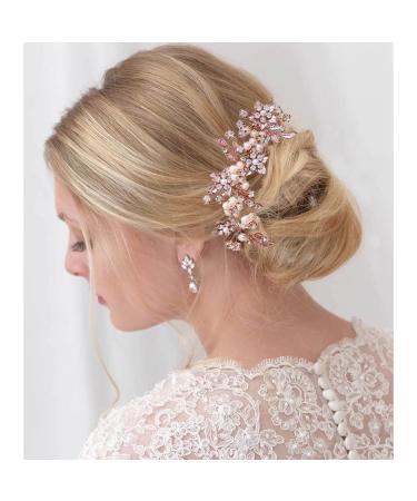 IYOU Wedding Hair Comb - Pearls & Crystal Rose Gold Bridal Hair Accessories for Women & Girls - Buy Online on GoSupps.com