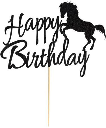 Arthsdite Horse Happy Birthday Cake Topper Horse Racing Theme Birthday Party Decoration for Boys Girls Men Women Kids Birthday Party Decoration Supplies-Black Glitter - Buy Online on GoSupps.com
